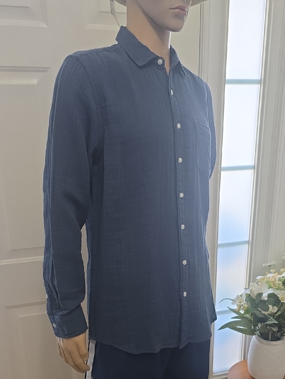 SONOMA MEN'S BIG & TALL BLUE LONG SLEEVES FRONT BUTTON SHIRT SIZE XLT